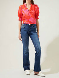 Sugarlips - Maylene Mile Floral Split Neck Top