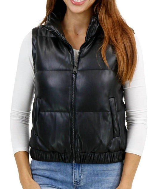 Grace And Lace - Butter Faux Leather Puffer Vest