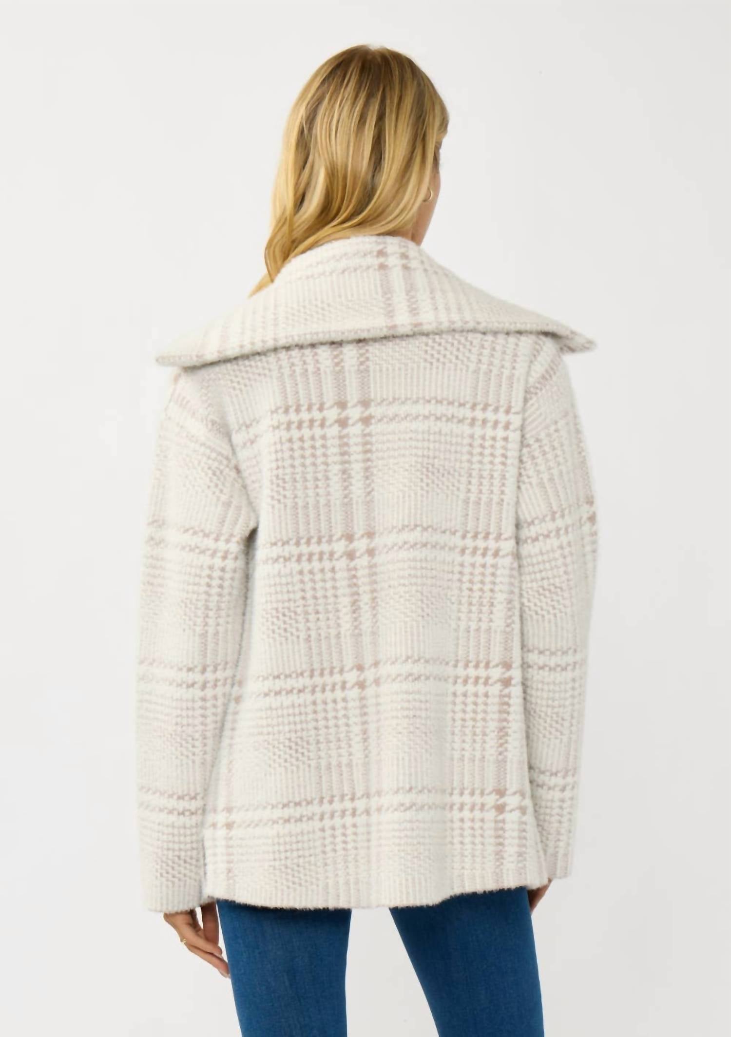 Lovestitch - Plaid Button-up Sweater Jacket
