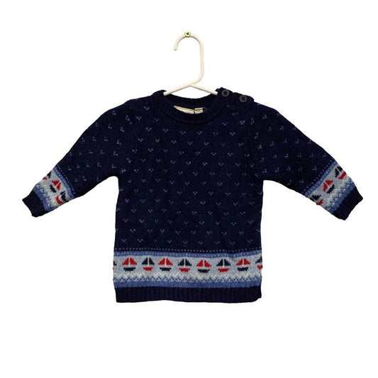 Jojo Maman Bebe - Boys' Long Sleeve Wool Sailboat Sweater