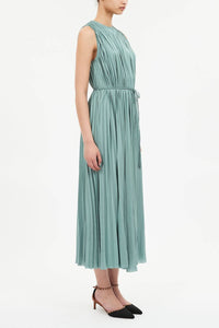Ulla Johnson Fianna Pleated Midi Dress in sea glass - women's dress - detail view