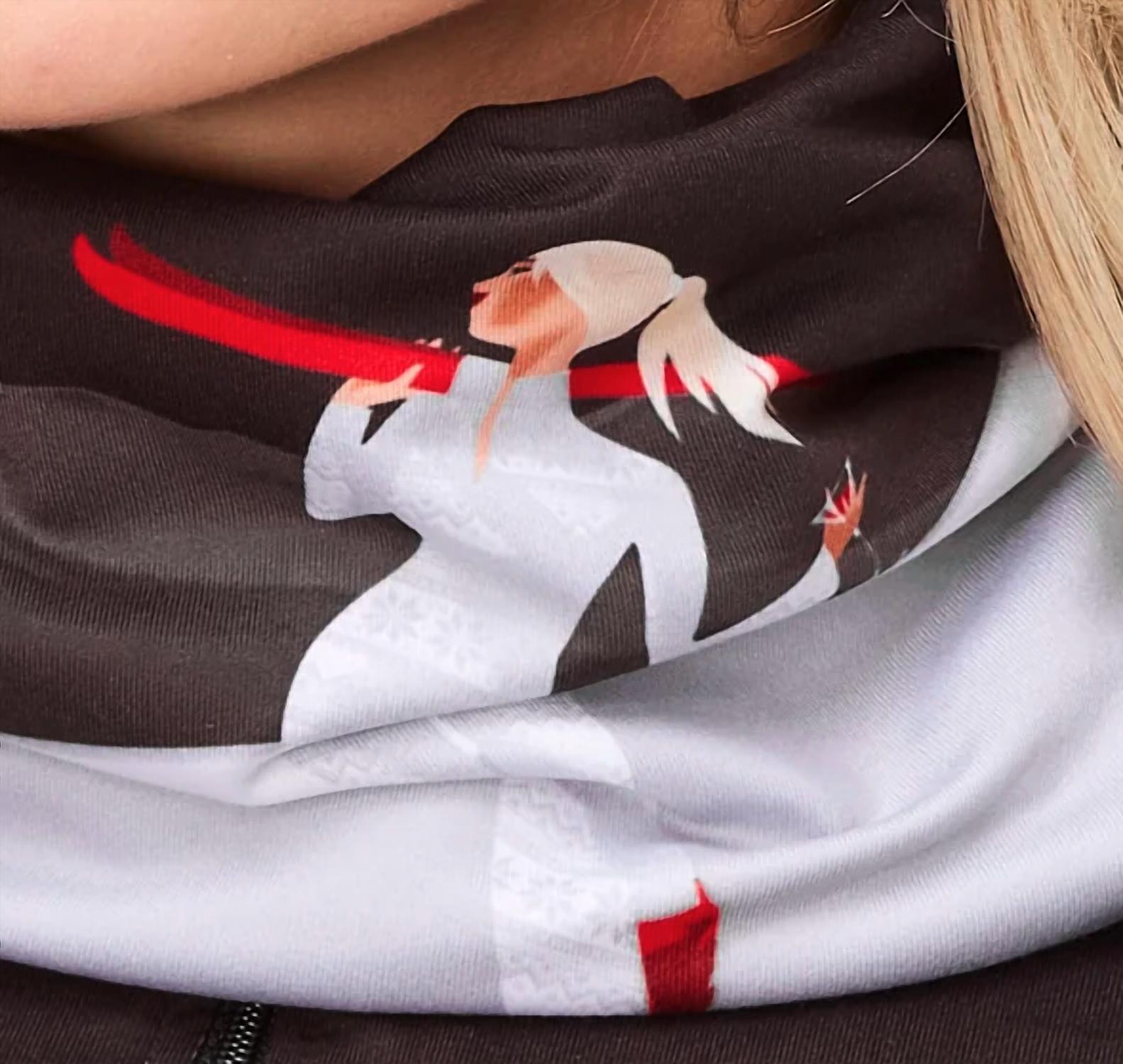 krimson klover Illustrated Neck Gaiter in let s dance black - women's scarf - detail view