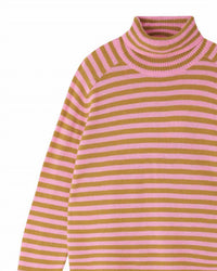 Jumper1234 - Women's Narrow Stripe Roll Collar Sweater