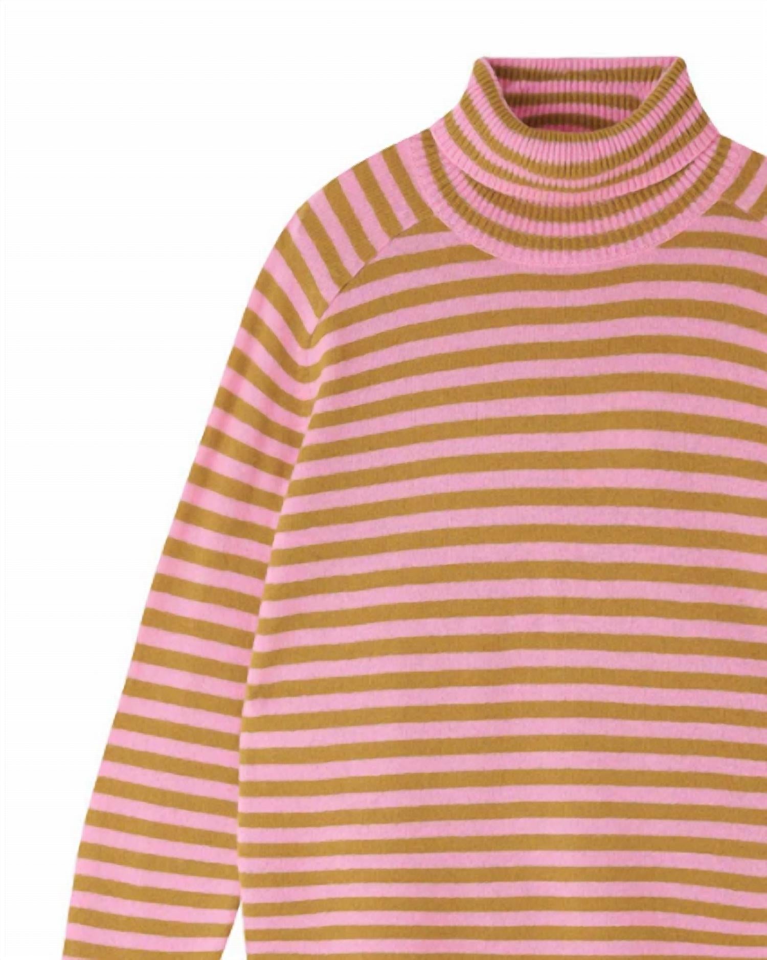 Jumper1234 - Women's Narrow Stripe Roll Collar Sweater