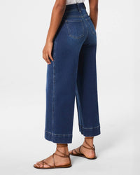 Spanx Everywhere Crop Wide Leg Jean in authentic blue - women's pants - view 5