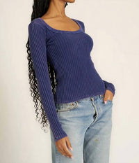 Project Social T - WHAT'S THE SCOOP WASHED RIB LONGSLEEVE TOP