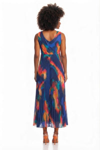 Nicole Miller - Pleated Abstract Sleeveless Dress