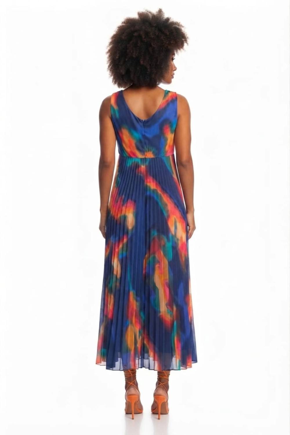 Nicole Miller - Pleated Abstract Sleeveless Dress