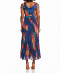 Nicole Miller - Pleated Abstract Sleeveless Dress