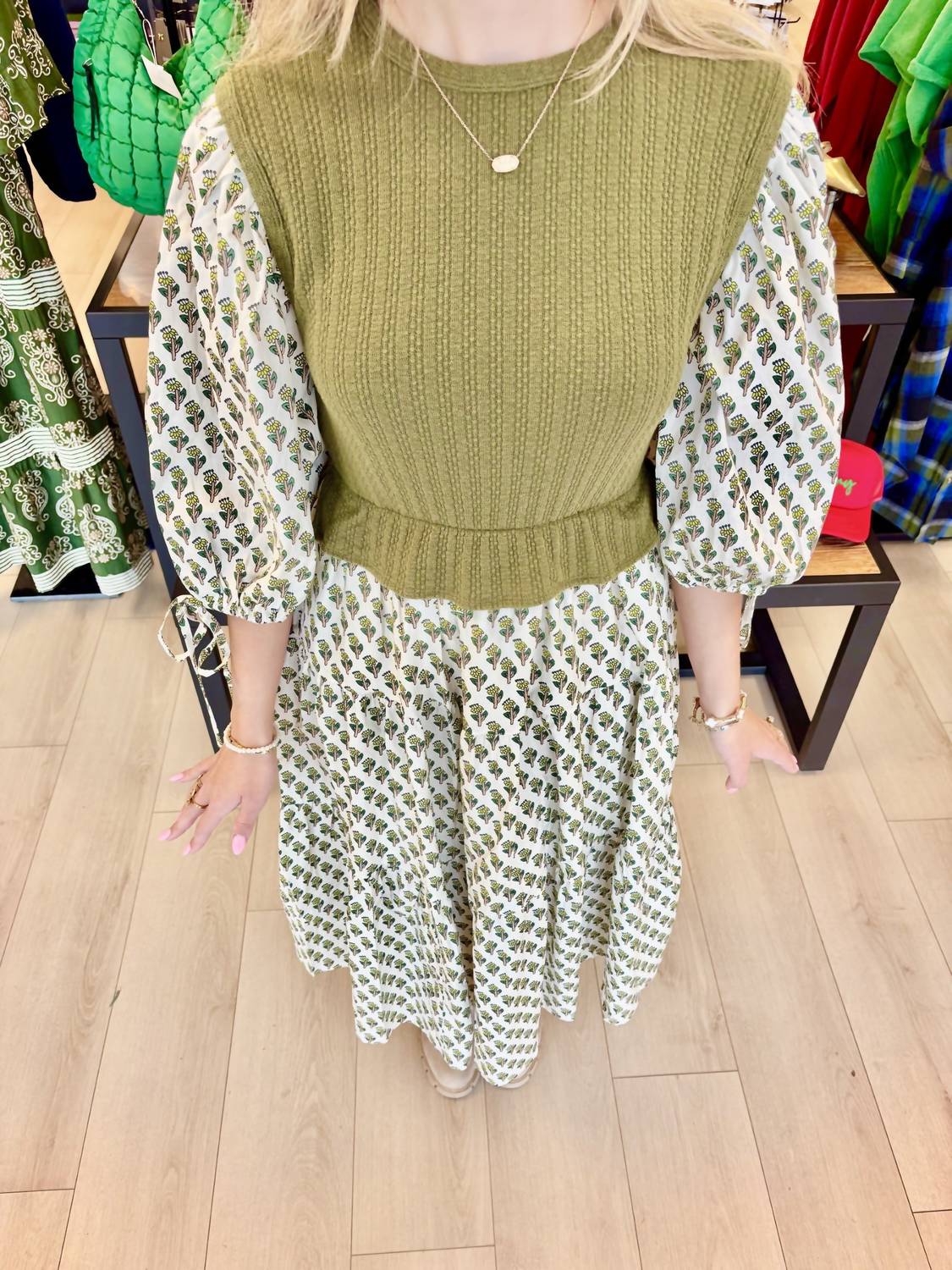 Ces Femme Bailey Midi Dress in olive - women's dress - detail view