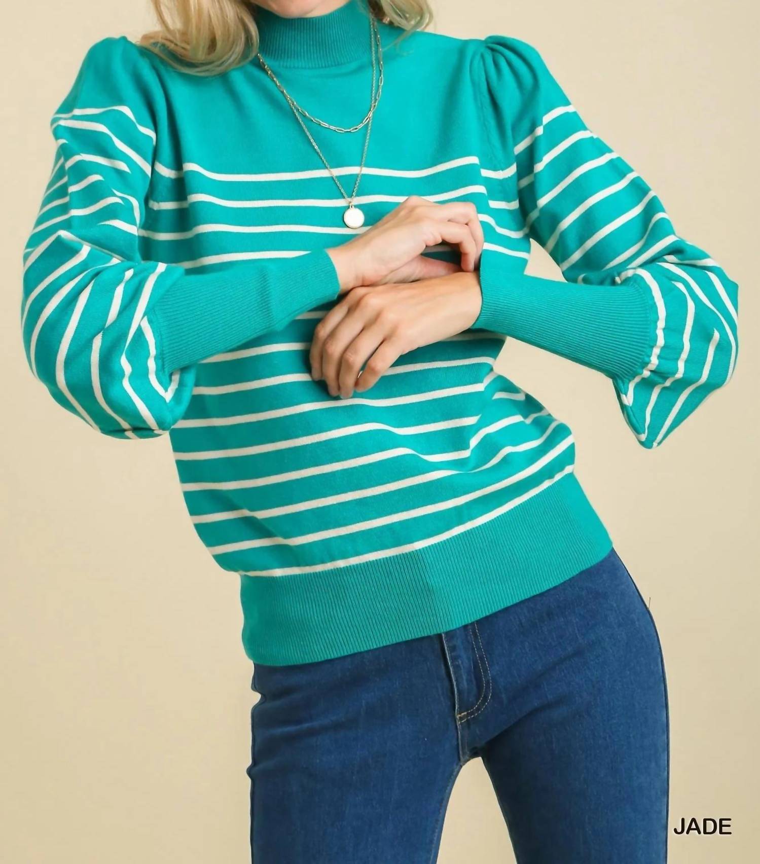 Umgee - High Neck Stripe Sweater