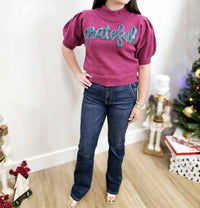 Peach Love - Grateful Puff Sleeve Sweater