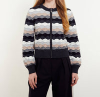 &Isla Saskia Wave Zipped Bomber Jacket in black multi - women's jacket