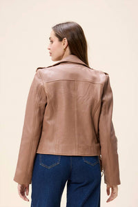 Cleobella Asher Leather Jacket in chocolate malt - women's jacket - alternate view