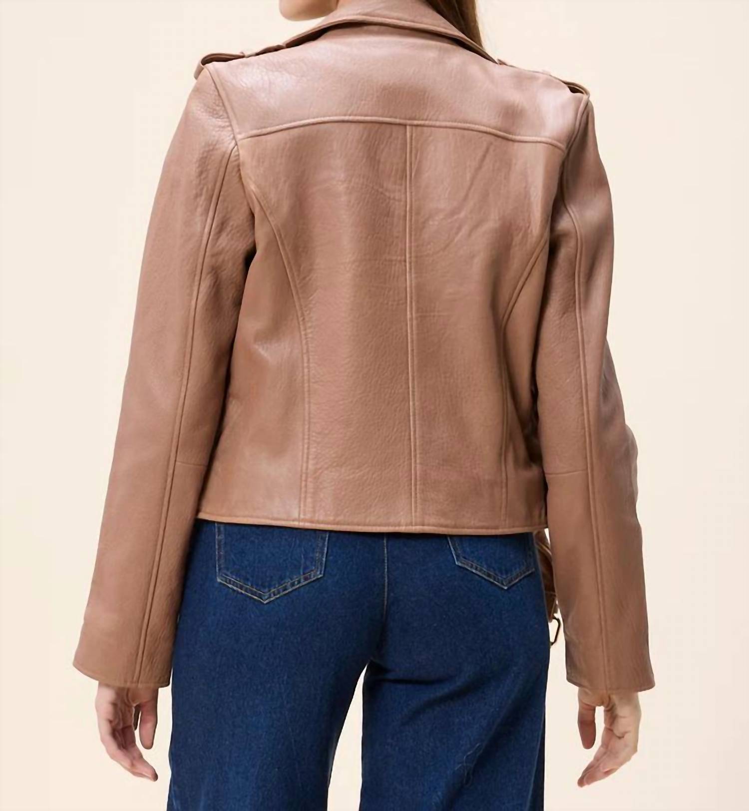 Cleobella Asher Leather Jacket in chocolate malt - women's jacket - detail view