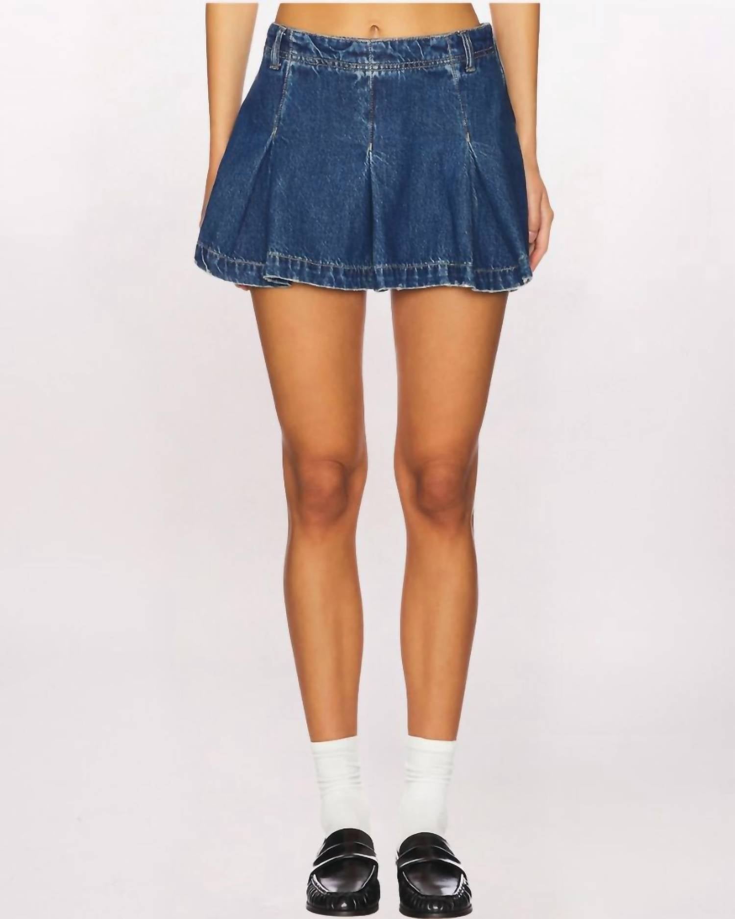 Free People Madison Ave Denim Mini Skirt in wandering eyes 1 - women's skirt - view 4