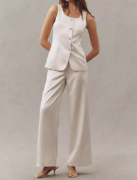 endless rose Francesca Satin Pant in ivory - women's pants - view 4