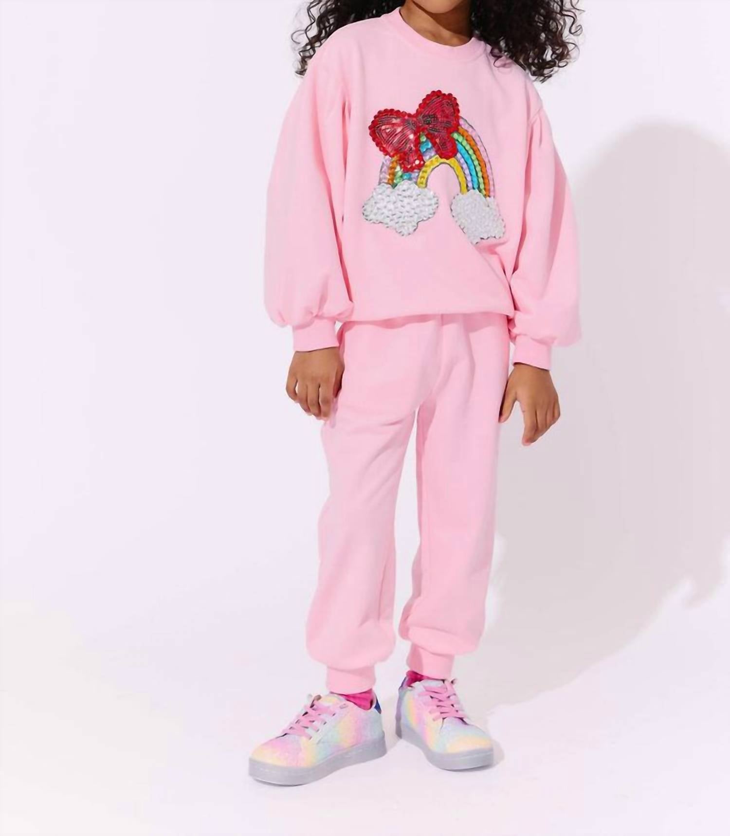 Lola + The Boys Bow Rainbow Gems Set in pink - item