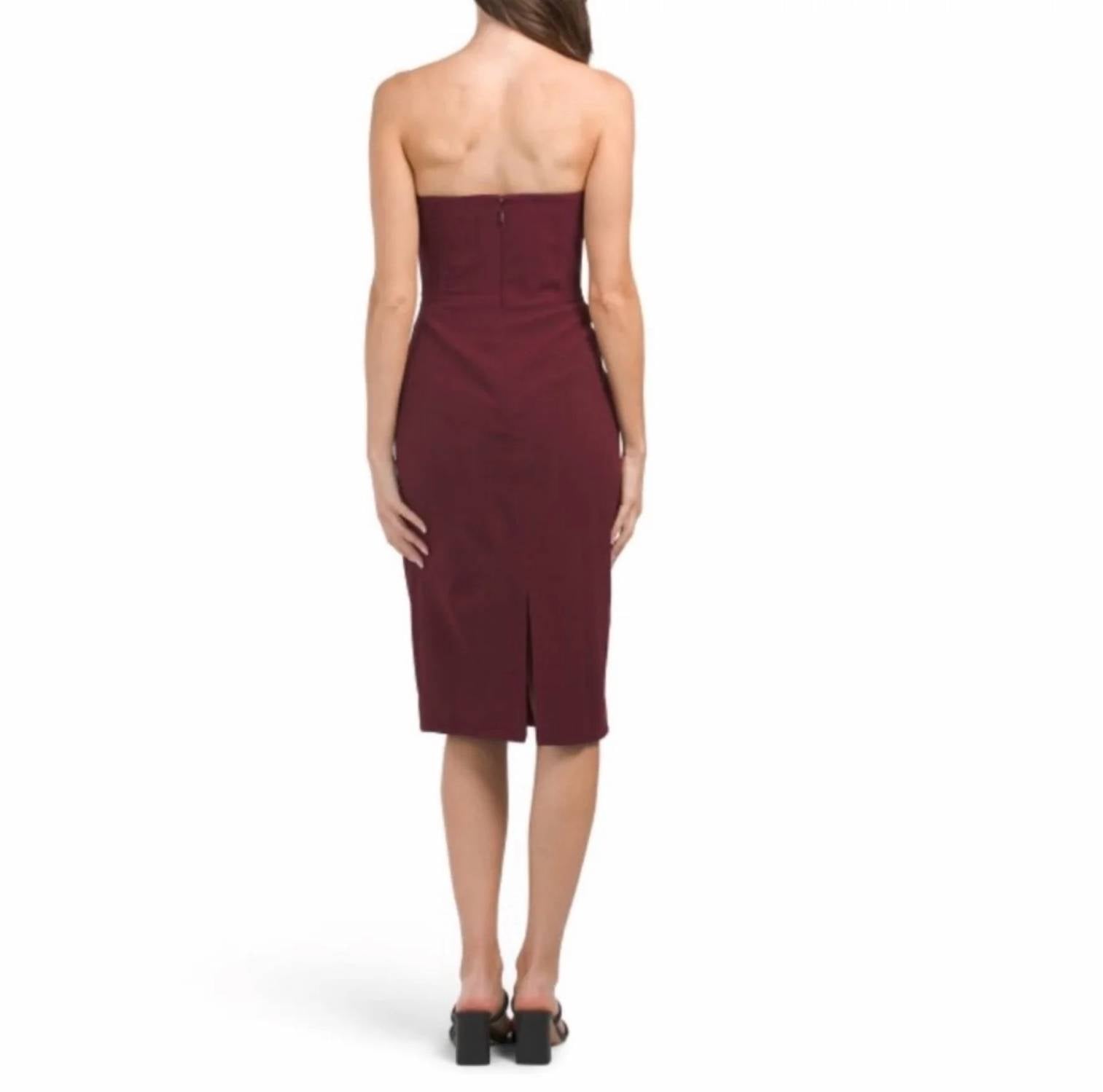 Dress The Population - Perla Strapless Cocktail Midi Dress