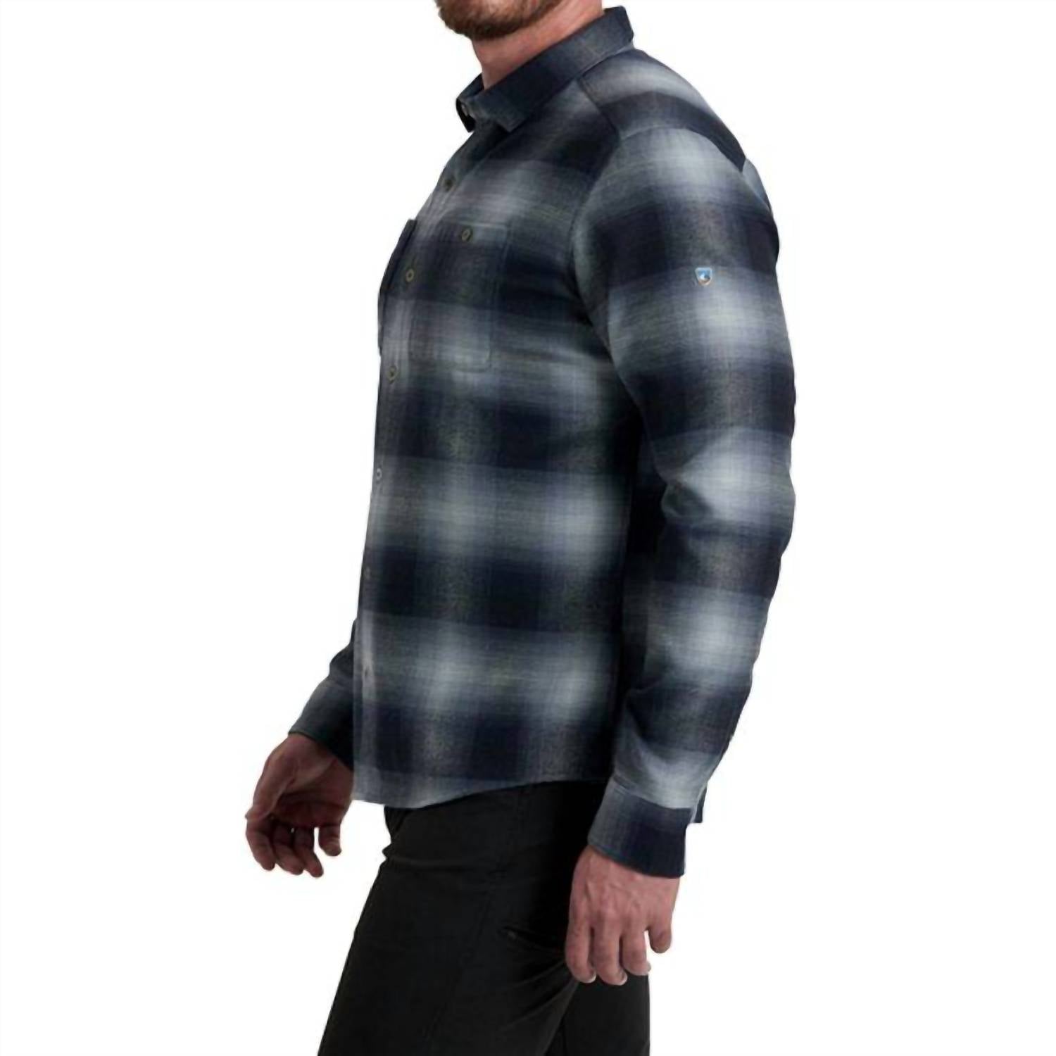 KUHL Men's Law Flannel Shirt in steel blue - men's shirt - alternate view
