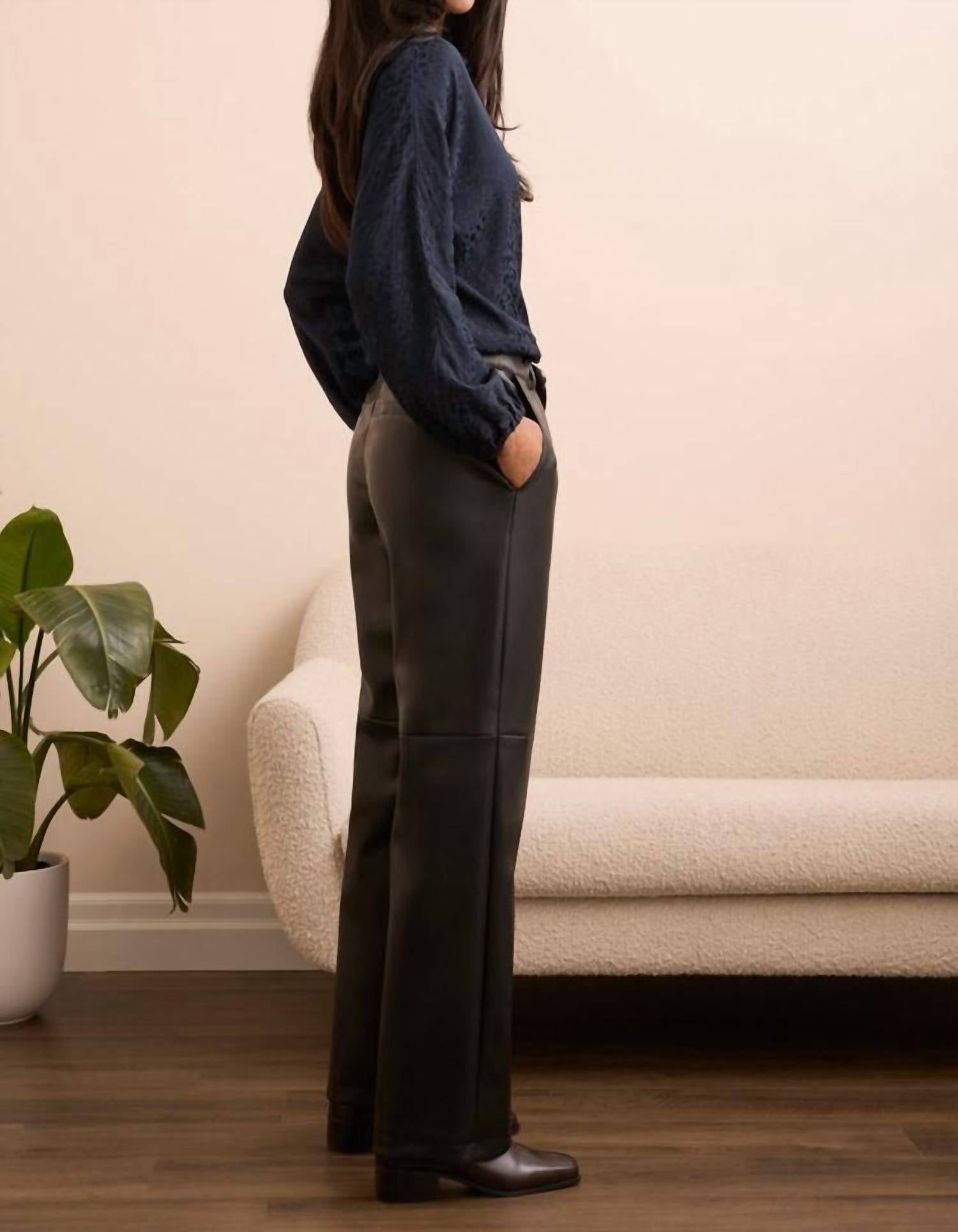 Tribal - Faux Leather Straight Leg Trousers