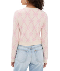 LoveShackFancy Veronika Crew Cardigan in milk rose - women's cardigan - detail view