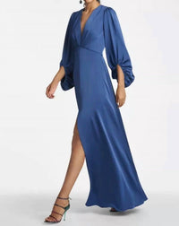 SACHIN & BABI Jenny Satin Crepe Gown in washed indigo - women's dress - alternate view