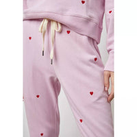 Rails Women's Kingston Sweatpants in red embroidered hearts - women's pants - detail view