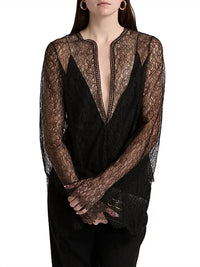 Brandon Maxwell Eloise Relax Lace Top in black - women's blouse