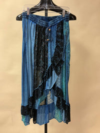 Young Threads Boho Ruffle Wrapped Fit And Flare Midi Skirt in indigo - women's skirt - view 5