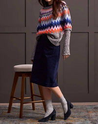 Tribal - MIX GROUND INTARSIA RIBBED SWEATER