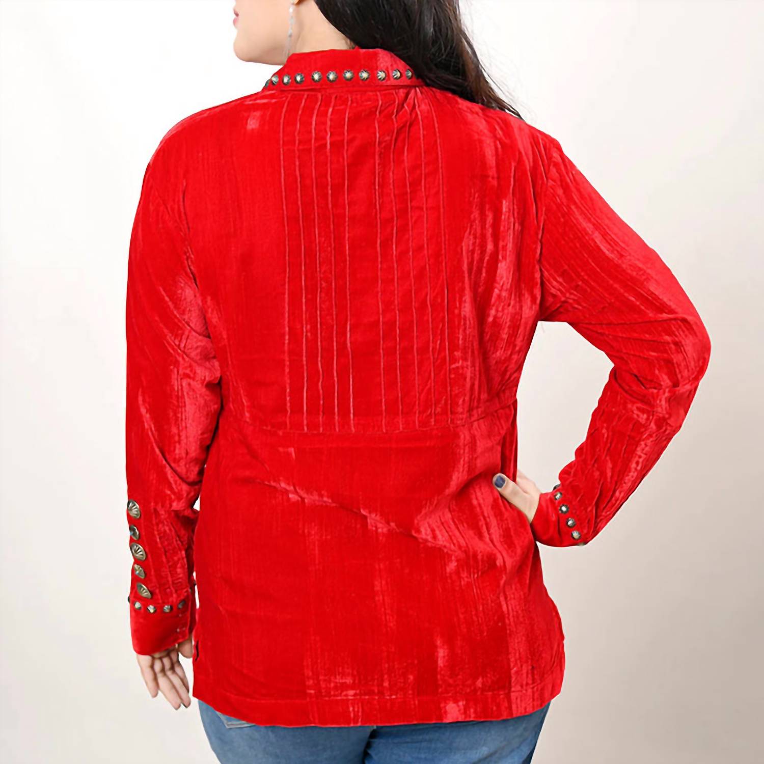 American Darling - Velvet Studded Long-sleeve Top - Plus