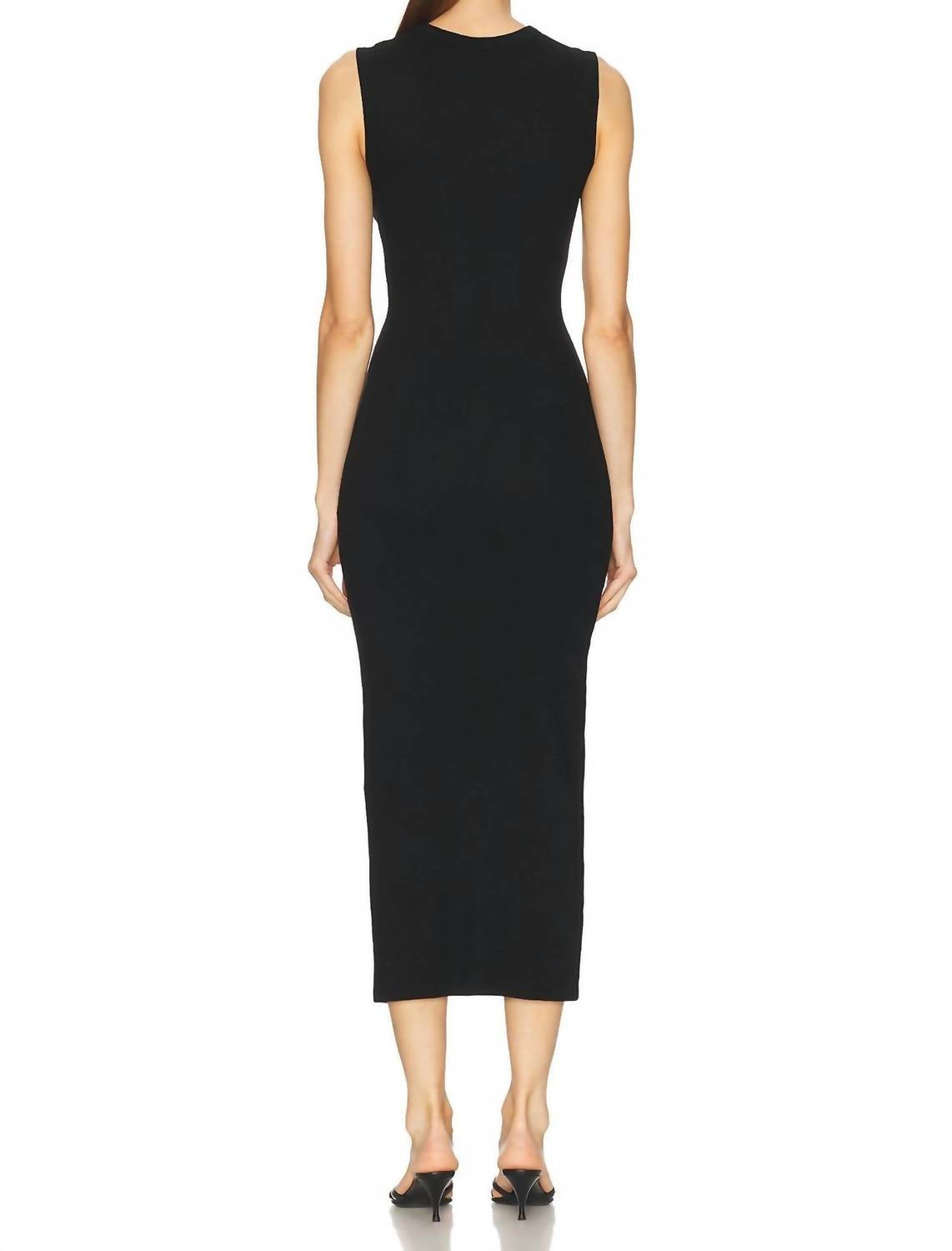 Enza Costa Textured Rib Sleeveless Midi Dress in black - women's dress - alternate view