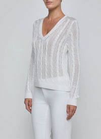L'Agence - Preston Cable V-neck Sweater