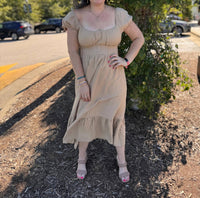 Blu Pepper - Front Half Button Short Sleeve Midi Dress