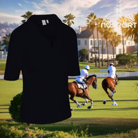 NUSPORT Women's Del Mar Polo in onyx - women's long sleeve top - alternate view