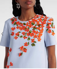 Carolina Herrera - Embroidered Short Sleeve Dress