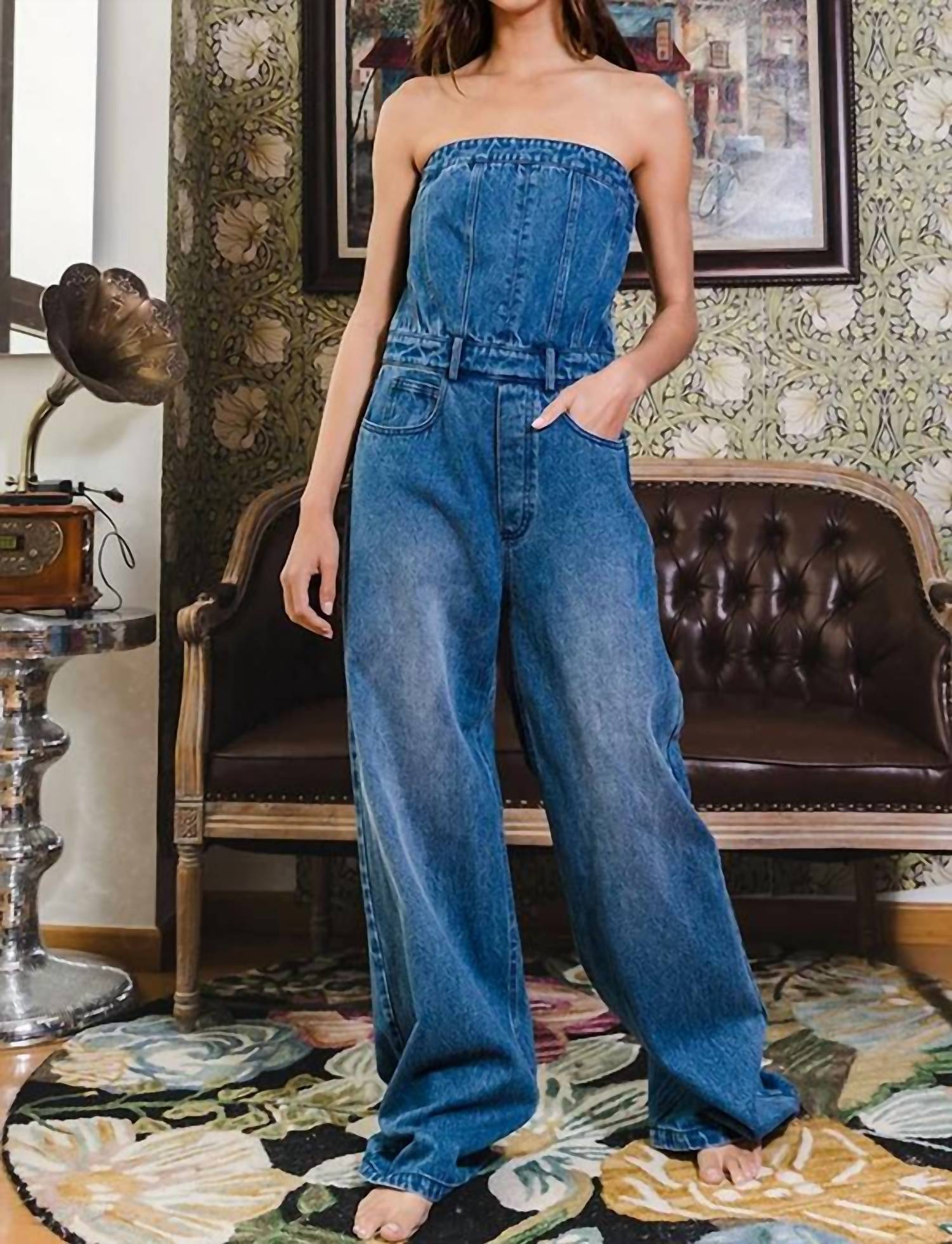 Bucketlist - Wide Leg Denim Jumpsuit