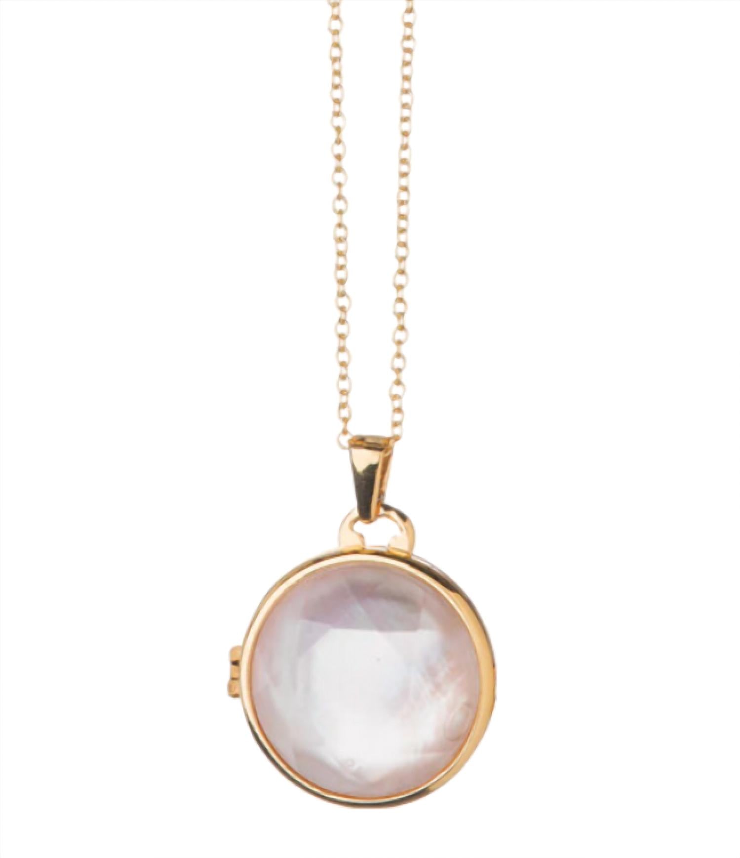 spartina 449 Women's Classic Round Locket Pearlescent Necklace in gold - women's jewelry