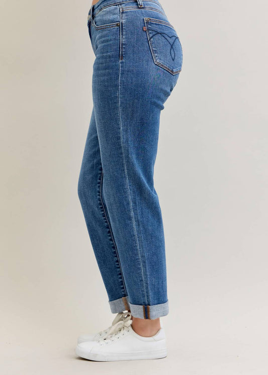 Judy Blue - Mid Rise Boyfriend Fit Cuff Jeans