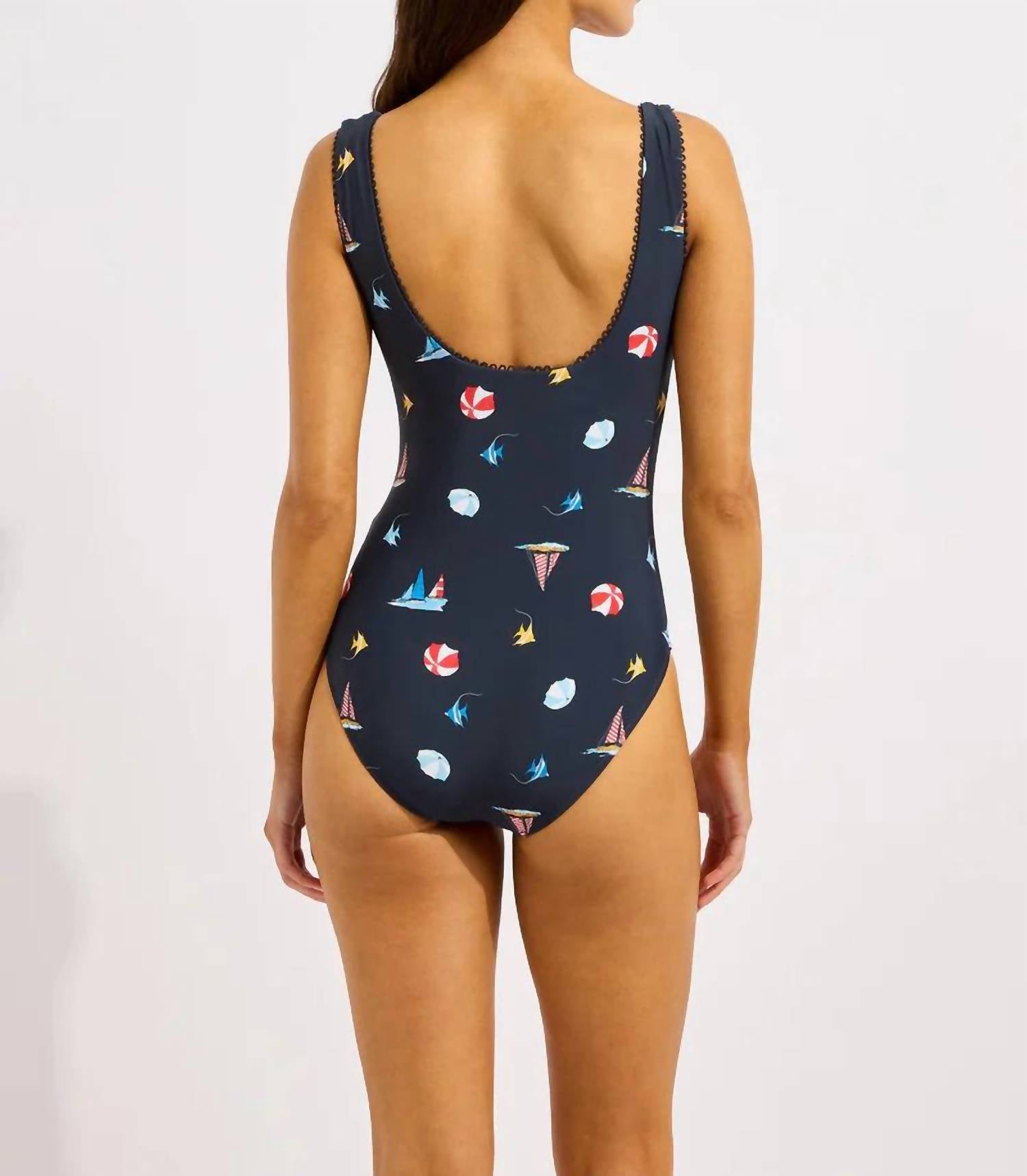 Seafolly Beach Club Dd One Piece Swimsuit in blue - women's swimwear - detail view