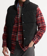 JACHS NEW YORK Namath Snap Button Puffer Vest in black - men's jacket - detail view