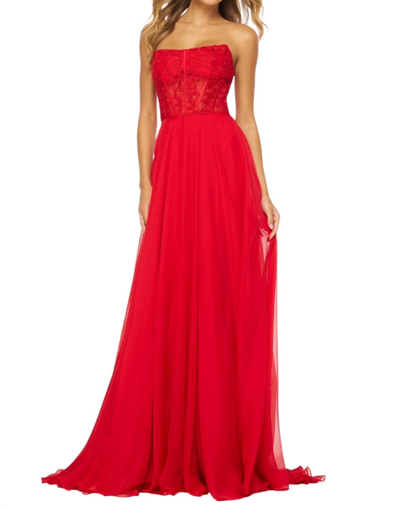 Sherri Hill - Strapless Delicate Floral Prom Dress