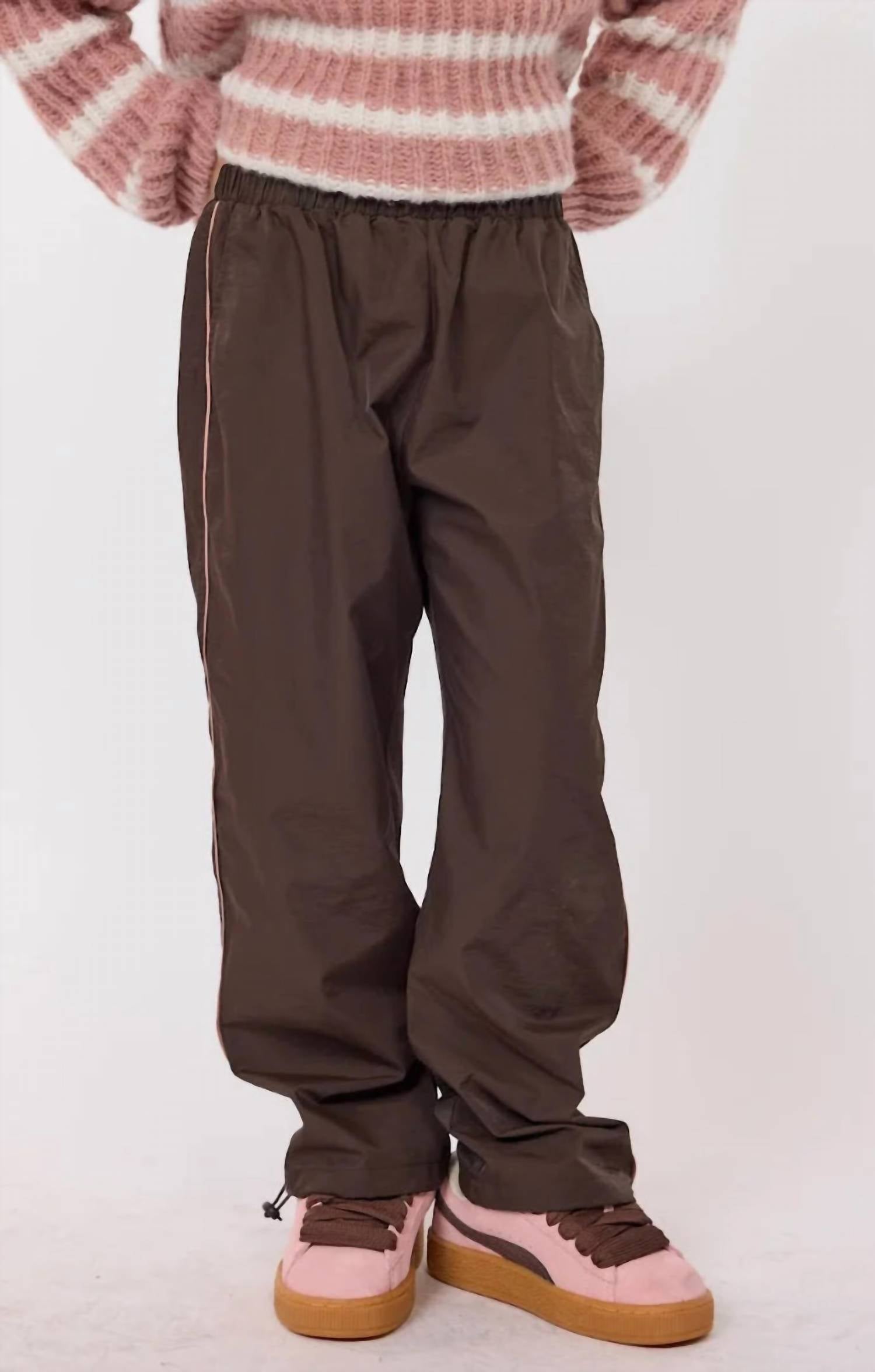 Sadie & Sage Ashton Piping Pants in coffee - kids' joggers