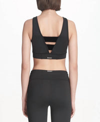 Dkny - DKNY Womens Activewear Sport Velvet Trimmed V Back Medium Support Sports Bra