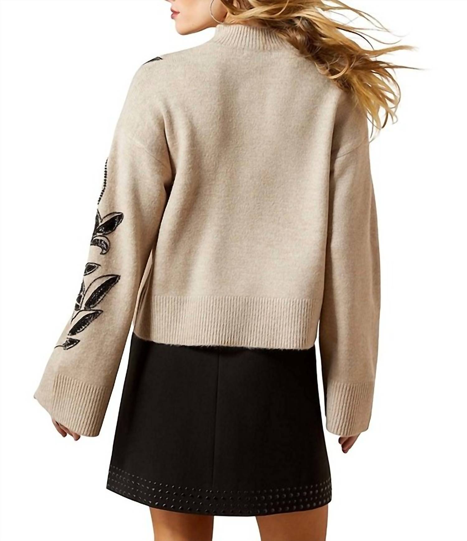 ARIAT All In Embellished Sweater in embellished sweater in oatmeal heather - women's sweater - alternate view