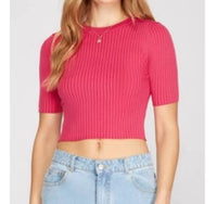 She + Sky - Crew Ribbed Sweater