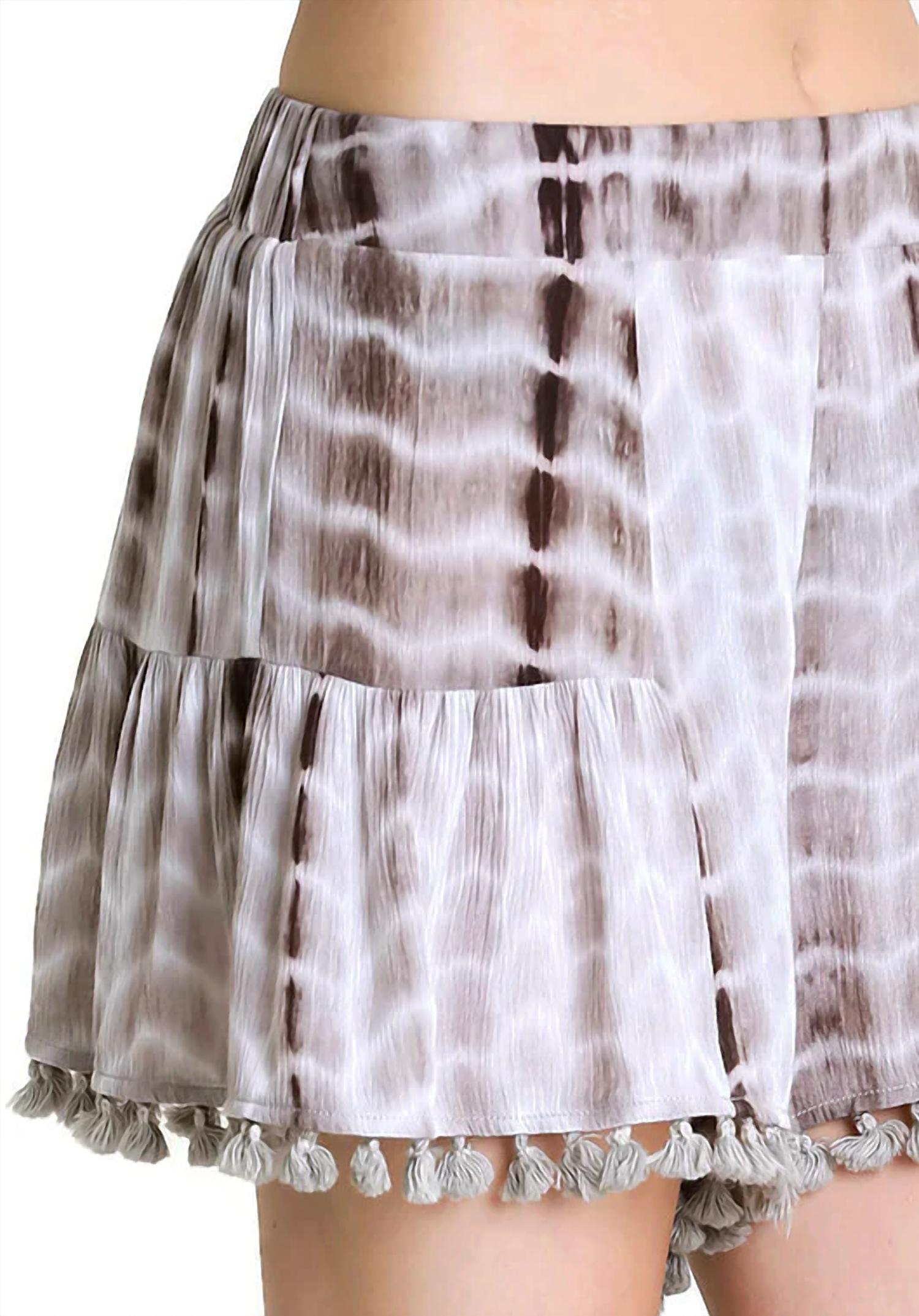 Umgee - Tie Dye Shorts With Tassel Trim