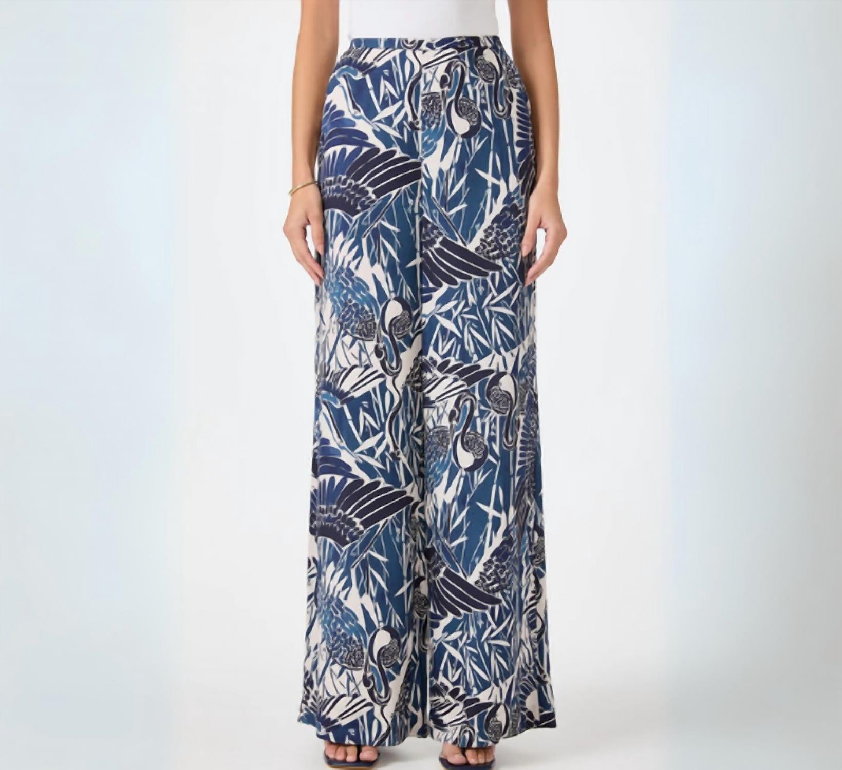 Trina Turk Women's Tavia Satin Wide-leg Pant in blue - women's pants