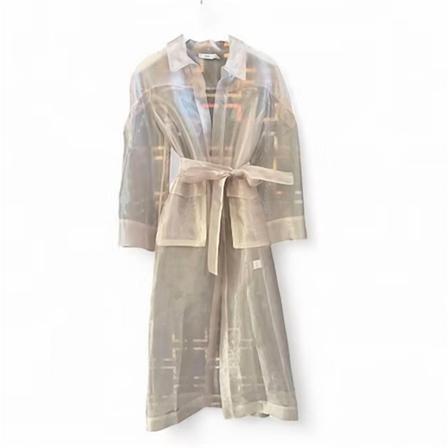 Zems - Women's Organza Sheer Trench Long Jacket